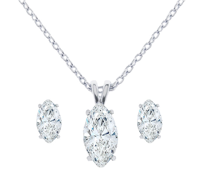 Marquise Pendant and Earrings
